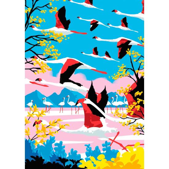 Puzzle Hachette Flug der rosa Flamingos 500 Teile