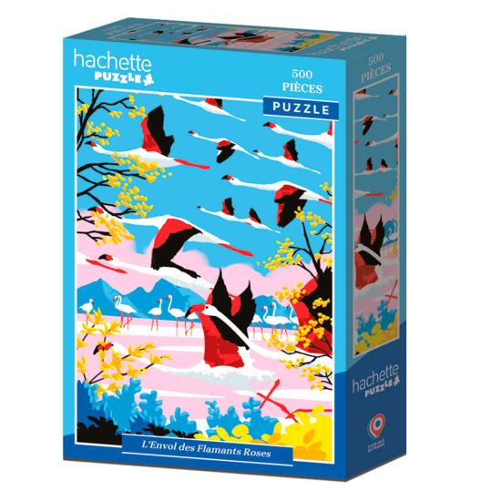 Puzzle Hachette Flug der rosa Flamingos 500 Teile