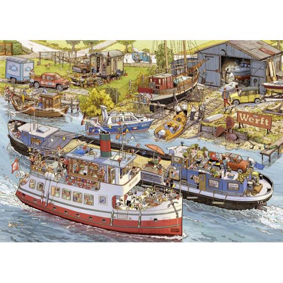 Puzzle Heye Bootswerft, Dreieckige Box 1000 Teile