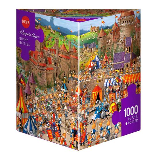 Heye Rabbit Battles Puzzle, 1000-teilige dreieckige Box