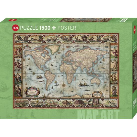 Puzzle Heye Willem Blaeu Welt 1500 Teile