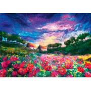 Heye Felted Art Puzzle, Mohnblumen im Sonnenuntergang, 1000 Teil