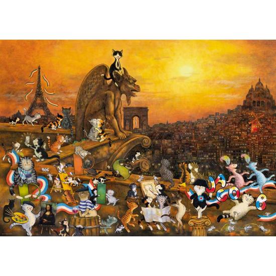 Heye Cats in Paris Puzzle (dreieckige Box) mit 1000 Teilen