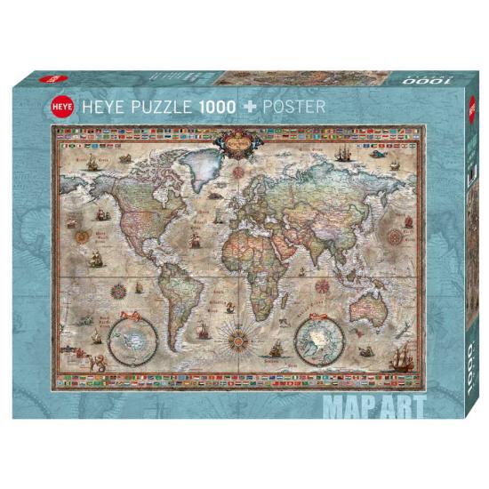 Puzzle Heye Retro-Weltkarte 1000 Teile