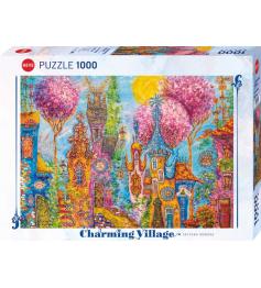 Heye Charmantes Dorfpuzzle, rosa Bäume, 1000 Teile