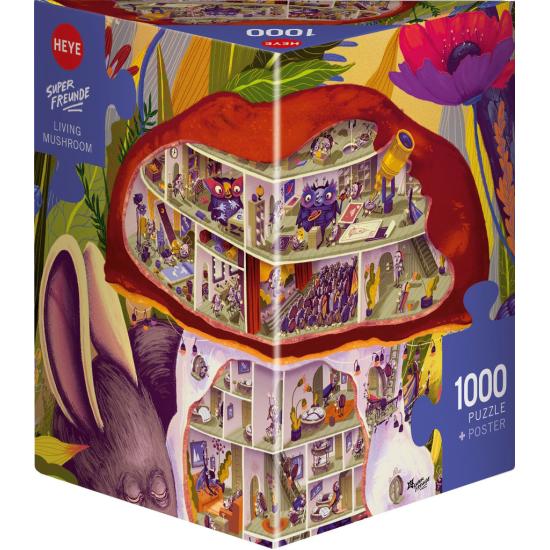 Puzzle Heye Lebender Pilz, dreieckige Box 1000-teilige