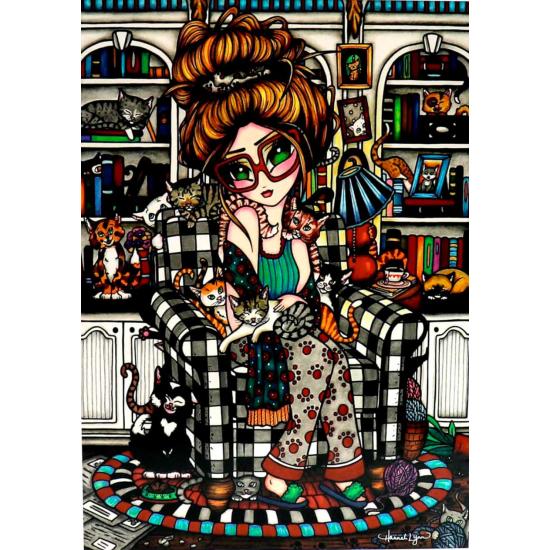 Jacarou Die verrückte Katzendame Puzzle 1000 Teile Jacarou Die verrückte Katzendame Puzzle 1000 Teile