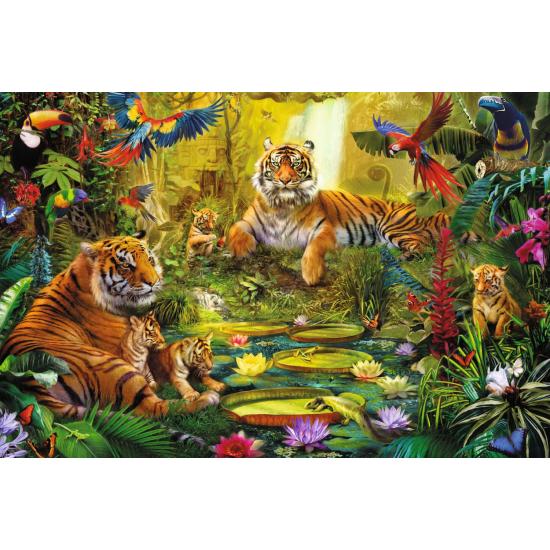 Jumbo-Puzzle Tigerfamilie im Dschungel, 1500 Teile