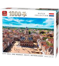 Puzzle „König Rathaus und Markt, Delft, Niederlande“ mit 1000 Te