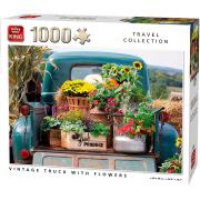 Puzzle King Vintage Truck mit Blumen 1000 Teile