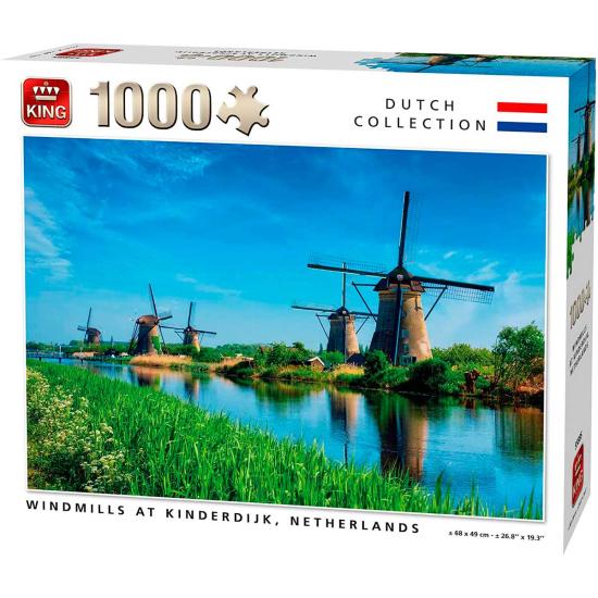 Puzzle King Windmills in Kinderdijk, Holland mit 1000 Teilen