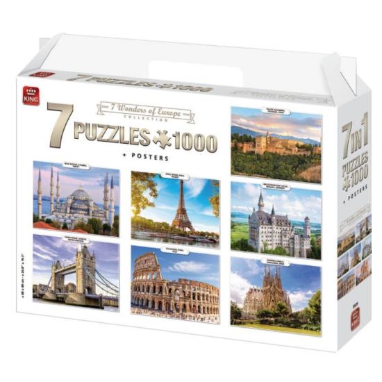 Puzzle König Sieben Wunder Europas 7 x 1000 Teile