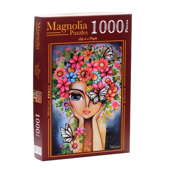 Magnoliendame mit Blumen Puzzle 1000 Teile