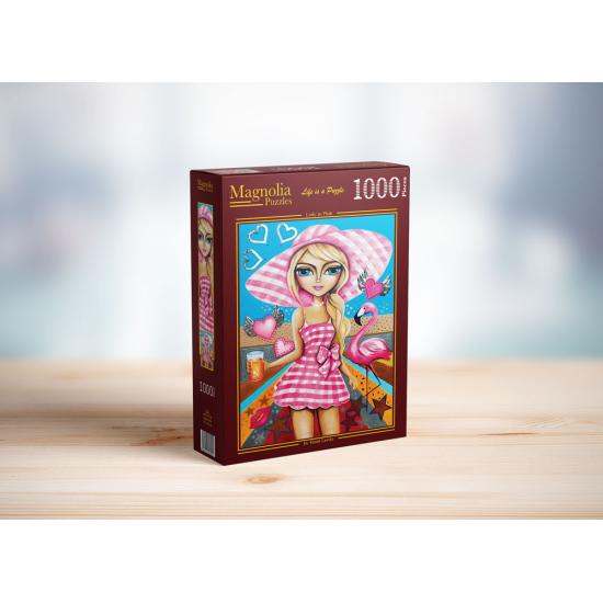 Puzzle Magnolia Dame in Pink 1000-Teile