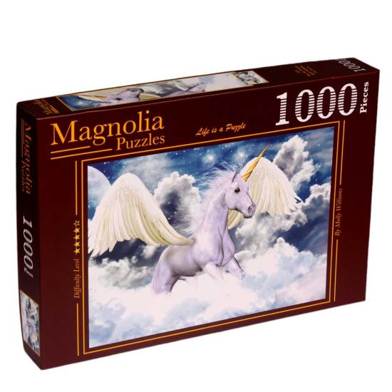 Magnolien-Pegasus im blauen Himmel, 1000-teiliges Puzzle