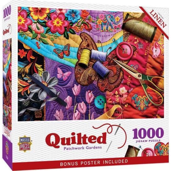Puzzle MasterPieces Gesteppt, Patchwork-Gärten 1000 Teile
