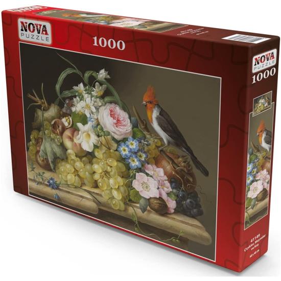Nova Stillleben-Puzzle mit Blumen, Früchten und Vögeln, 1000 Tei
