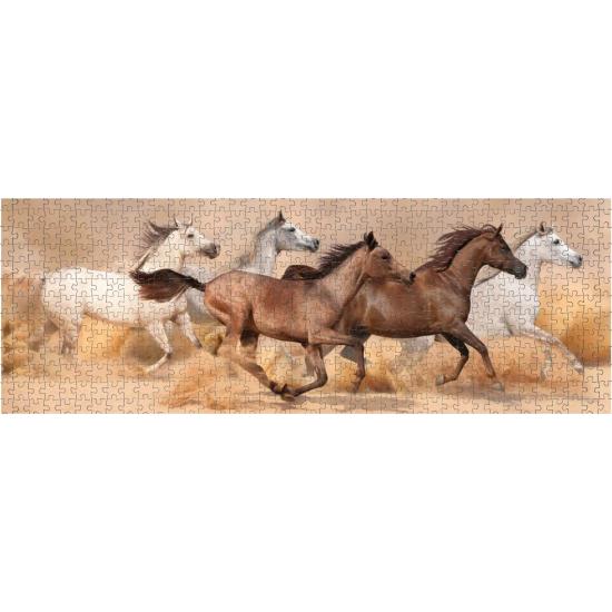 Puzzle Nova Panorama Pferde laufen im Sandsturm