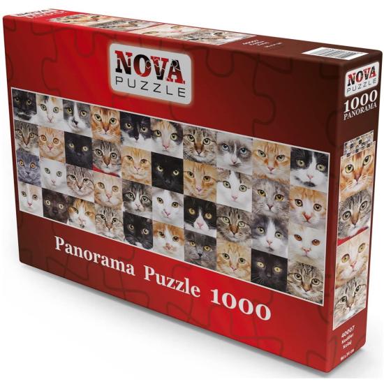 Puzzle Nova Panorama Collage von Katzen mit 1000 Teilen