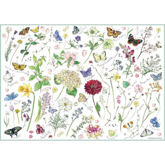 Puzzle Otter House Blumen und Schmetterlinge Sammlung von 1000 T