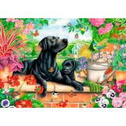 Otter House Schwarzer Labrador und Welpe Puzzle 1000 Teile