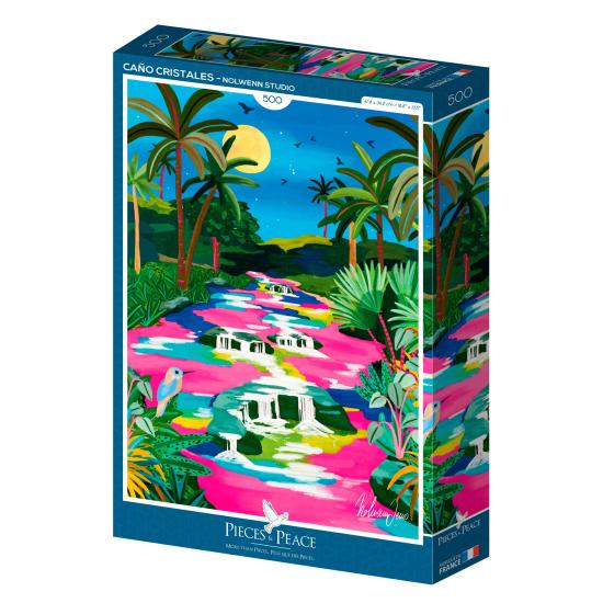 Puzzleteile und Peace-Caño-Kristalle mit 500 Teilen