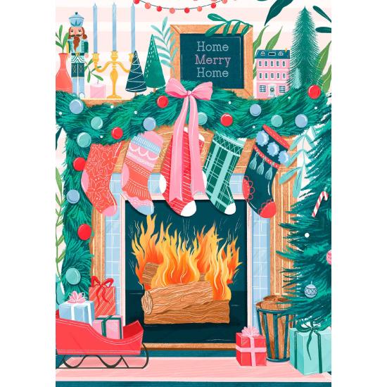 Puzzleteile und Friedensweihnachtskamin 500 Teile