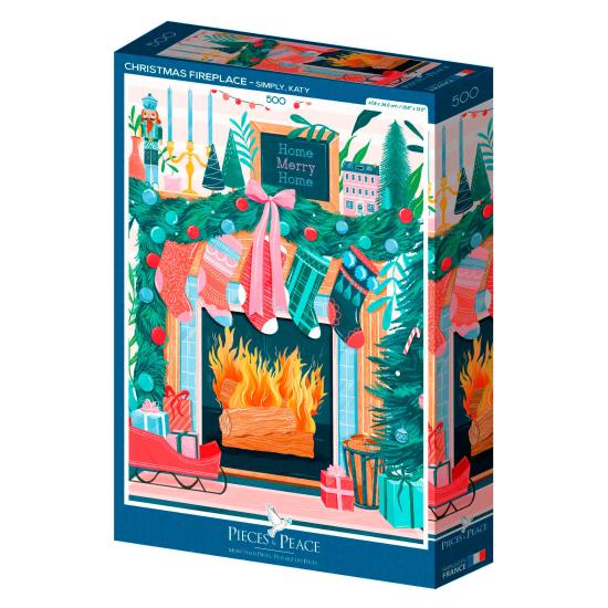 Puzzleteile und Friedensweihnachtskamin 500 Teile