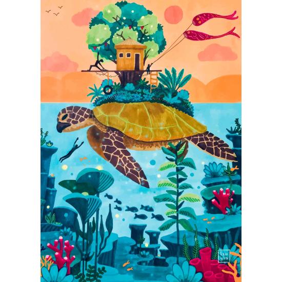 Puzzleteile und Friedenstraumziel mit 1000 Teilen