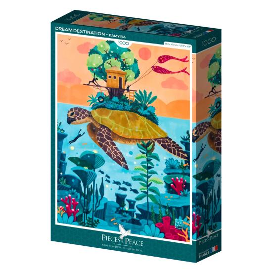 Puzzleteile und Friedenstraumziel mit 1000 Teilen