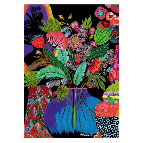 Puzzleteile und Frieden Der Blumenstrauß aus 1000 Teilen