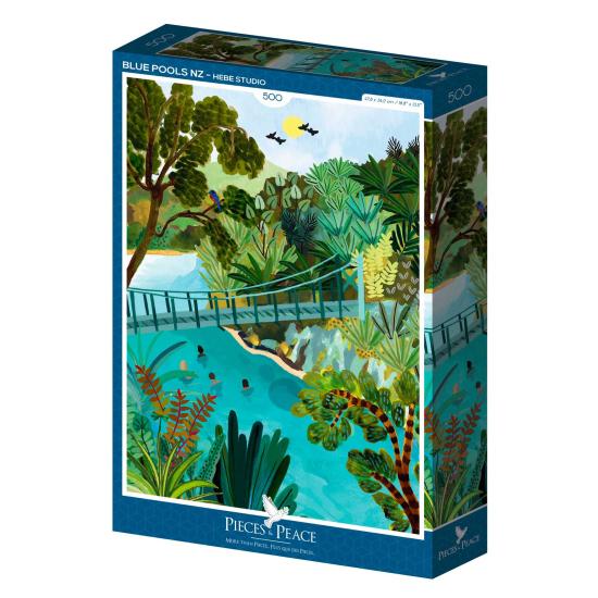 Puzzleteile und friedensblaue Teiche mit 500 Teilen