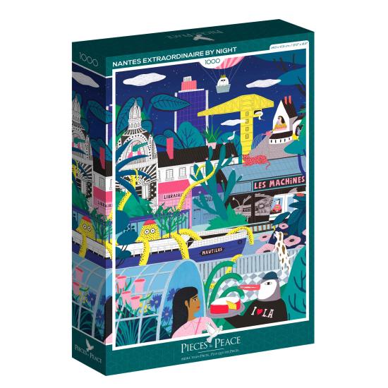 Puzzleteile und Frieden Außergewöhnliches Nantes in der Nacht vo