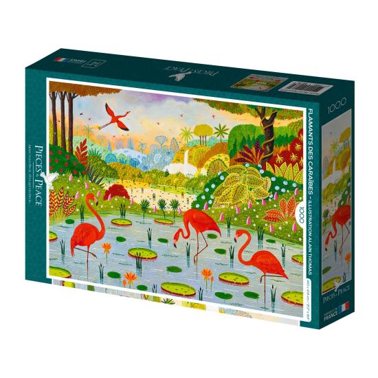 Puzzleteile und Frieden, karibische Flamingos, 1000 Teile