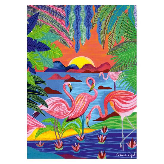Puzzleteile und Frieden rosa Flamingos 1000 Teile