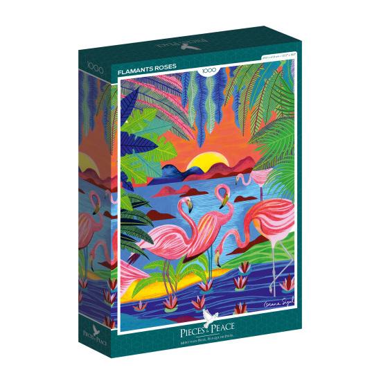 Puzzleteile und Frieden rosa Flamingos 1000 Teile