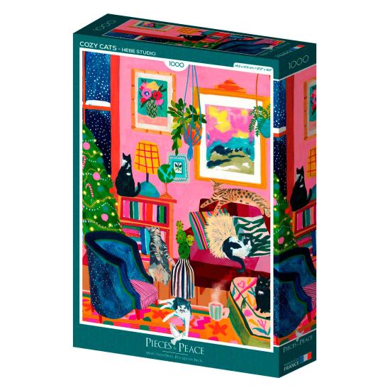 Puzzleteile und Frieden, selbstgemachte Katzen mit 1000 Teilen