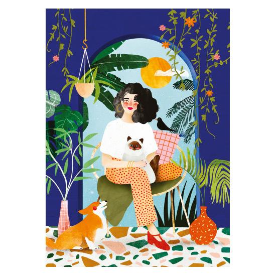 Puzzleteile und Peace Blue Garden 1000 Teile