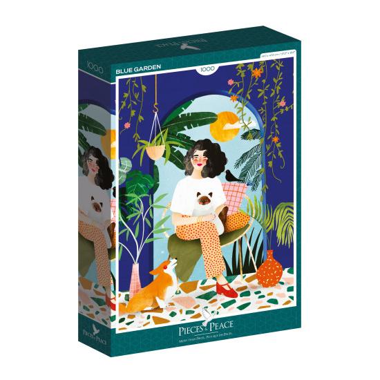 Puzzleteile und Peace Blue Garden 1000 Teile