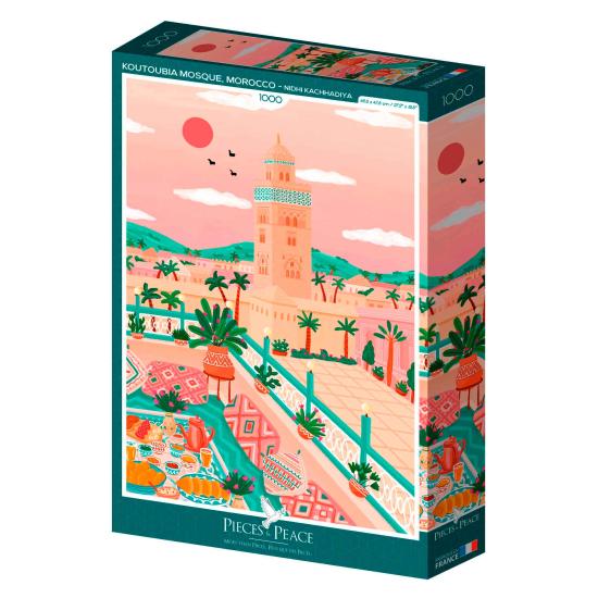 Puzzleteile und Friedens-Koutoubia-Moschee, Marokko von 1000 P