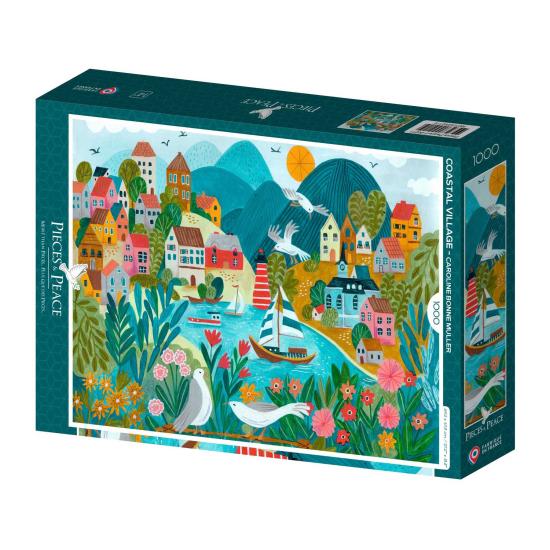 Puzzleteile und Frieden Küstendorf 1000 Teile