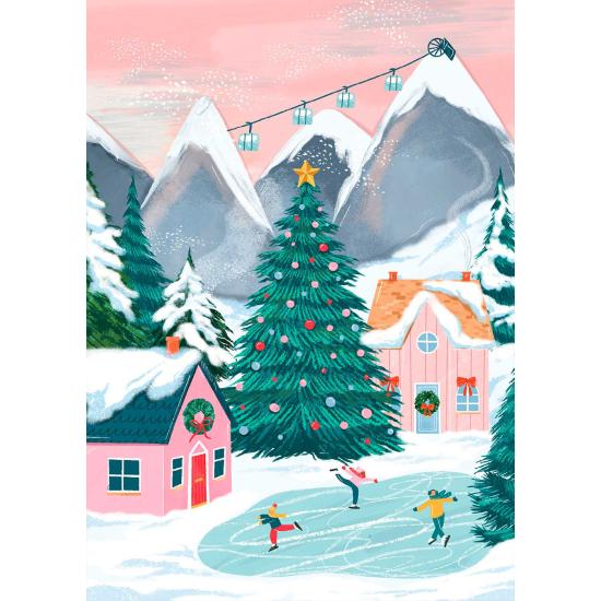 Puzzleteile und Friedensweihnachtsdorf 500 Teile