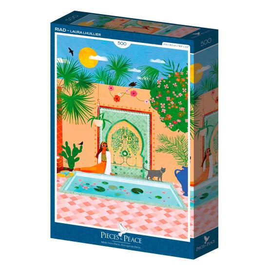 Puzzleteile und Friedens-Riad mit 500 Teilen