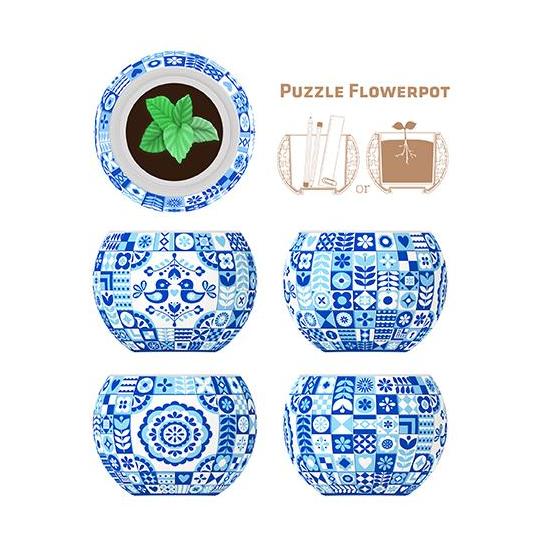 Pintoo 3D-Puzzle Blumentopf im dänischen Stil mit 80 Teilen