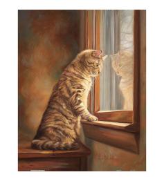 Pintoo Kätzchen schaut aus dem Fenster. Puzzle mit 500 Teilen