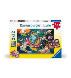 Ravensburger Puzzle Tiere im Weltraum 2x12 Teile