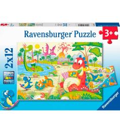 Ravensburger Verspielte Dinosaurier 2x12-teiliges Puzzle