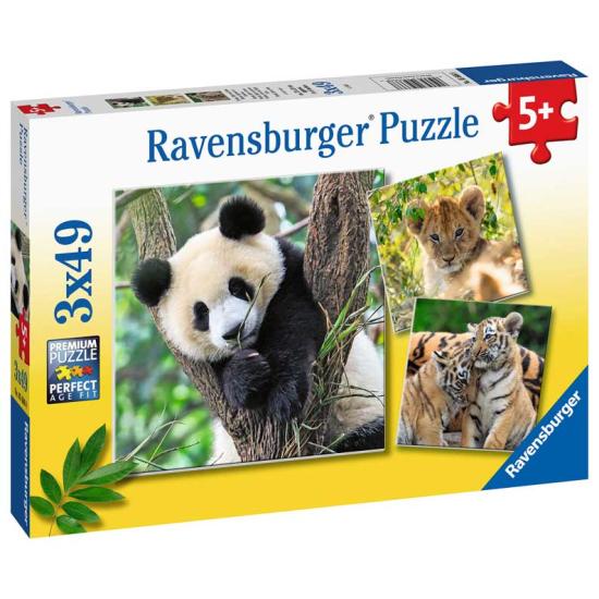 Ravensburger Panda, Tiger und Löwe Puzzle 3x49 Teile