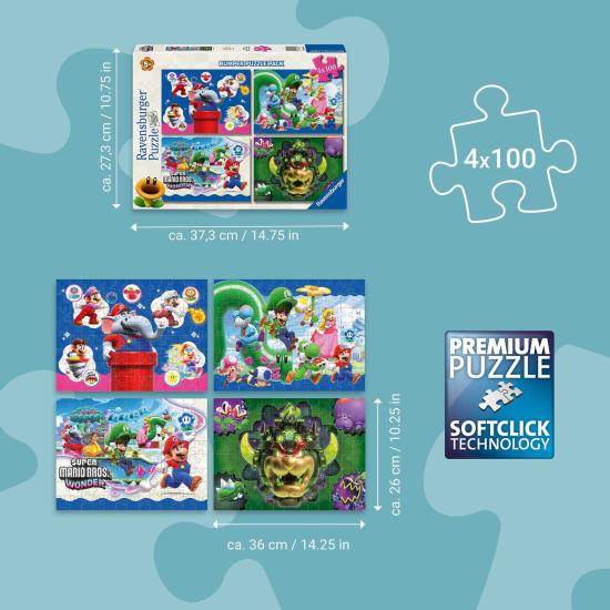 Puzzle Ravensburger Super Mario Bros Wonder 4 x 100 Teile