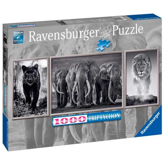 Ravensburger Triptychon Panther, Elefanten und Löwe Puzzle von 1